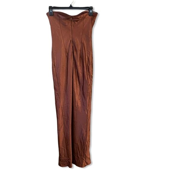 NWT More To Come Emma Strapless Maxi Dress Chocolate satin strapless Revolve S - Picture 5 of 8